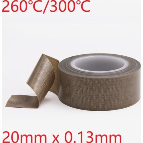 20mm x 0.13mm PTFE Adhesive Cloth Insulated Vacuum Sealing Machine High Temperature Resistant Electric PTFE Tape 300 Deg.C 10m