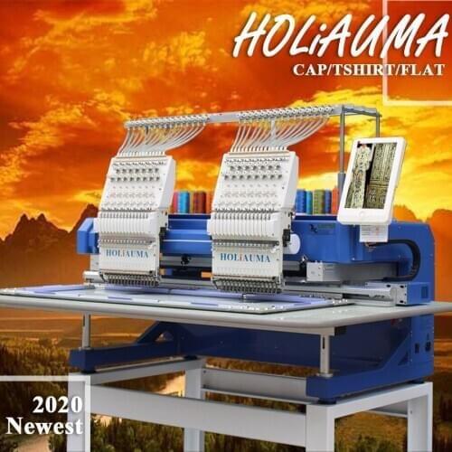 2020 Holiauma 15 needles 2 heads Embroidery Machine for baseball ca p/t-shirt/flat barudan second Hand multi lingue for sale