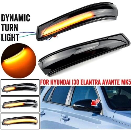 2X LED Dynamic Turn Signal Indicator Lights Side Mirror Light for Hyundai Elantra Avante MK5 MD UD 2011-15 Veloster I30