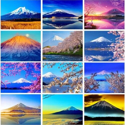 5D DIY Diamond Painting Mountain Rinetstones Art Diamond Embroidery Mount Fuji Scenery Cross Stitch Hobby Home Decor