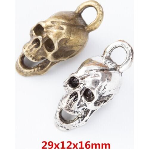 8 pieces of retro metal zinc alloy Skull pendant for DIY handmade jewelry necklace making 7160
