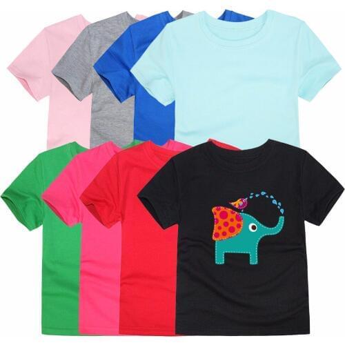 Brand New Children Summer Elephant Short Sleeve Cotton T Shirts for 1-14 Years Girls Tops Baby Clothes for Teenages Boys Tees