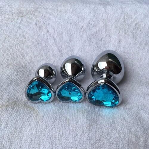 3 Pcs/Lot Heart Shaped Stainless Steel Crystal Jewelry Anal Plug Beads Metal Jeweled Butt Plug Anal Sex Toys For Couple