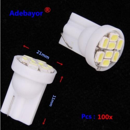 200 X Car Auto LED T10 194 W5W 8 led 1206 smd 3020 LED Wedge Light Bulb Lamp 8SMD white red blue yellow green pink