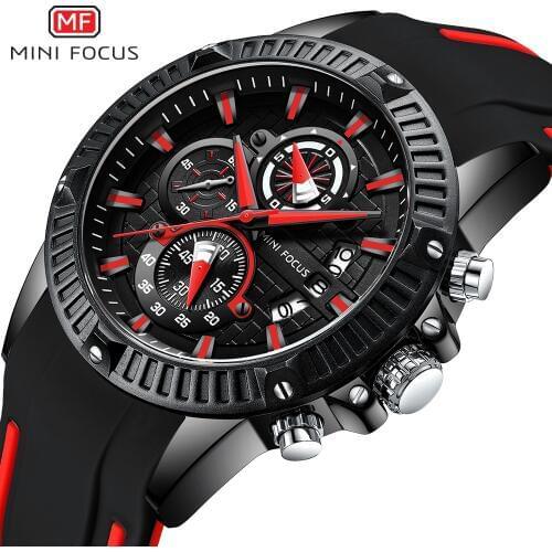 MINI FOCUS Mens Watches 2020 Luxury Brand Silicone Watch Men Sport Waterproof Chronograph Analog Clock Reloj Hombre Relogio