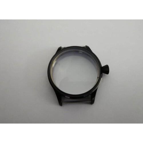 44mm pvd Black Watch Case Corgeut Fit Eta 6497 6498 Seagull st3600 st3620 Manual winding movement