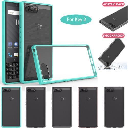 For BlackBerry KEY2 Case Slim Fit TPU Bumper Hard Acrylic Back Clear Case Shockproof Cover For Blackberry Key 2 BBF100 / Athena