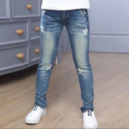 4 6 8 10 12 Year Baby Girl jeans fashion spring/ autumn girls jeans pants childrens clothes girl cotton casual pencil trousers