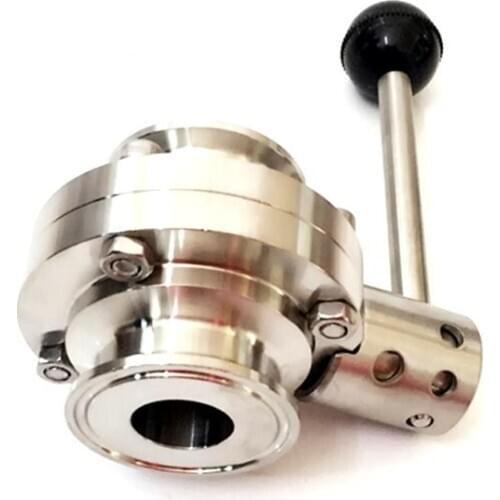 Fit 25mm 1" Pipe OD x 1.5" Tri Clamp Sanitary Butterfly Flow Control Valve SUS 316L Stainless Beer Brewing Home Factory