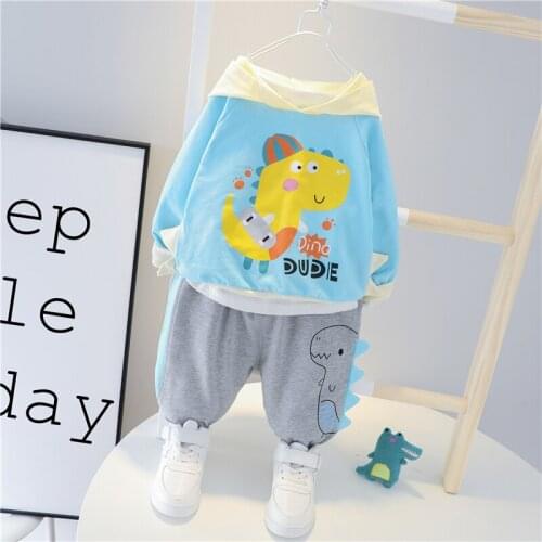 Baby Boys Girls Clothing Sets Spring Autumn Toddler Inafnt Newborn Hooded Dinosaur T Shirt Pants Kids Children Casual Clothes