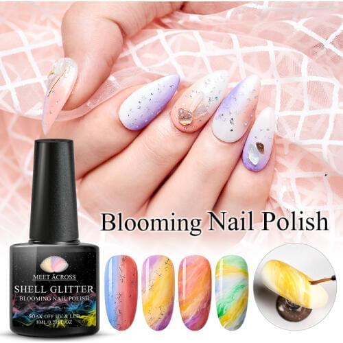 MEET ACROSS Blooming Effect Gel Nail Polish 8ml Painting Gel Lacquer Soak Off UV Led Long-Lasting Nail Paint Blossom Gel
