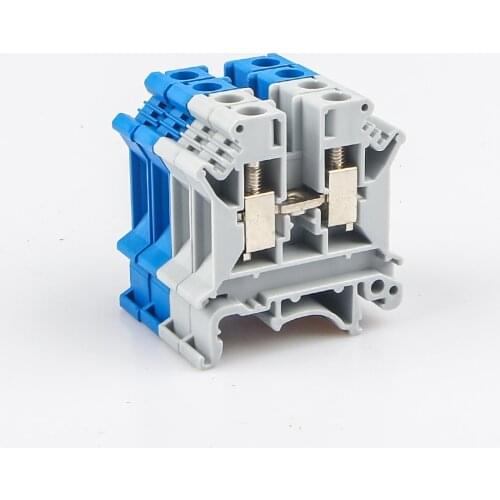 Din Rail Terminal Block 10Pcs UK-6N Universal Class Connector Screw Connection Terminal Strip Block UK6N Wire Conductor