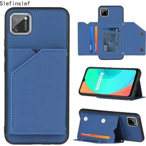 Skin Feeling PU Leather Card Slots Stand Shockproof Phone Case for OPPO Realme 5 6 7 C11 C15 A11 A11X A52 A72 A92 A53 Back Case