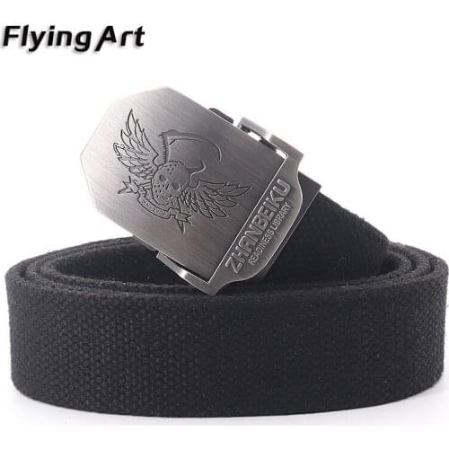 Flying Art Angel skeleton sickle automatic canvas belt High Quality Military Belts For Mens & Women Luxury Patriot Jeans Belt