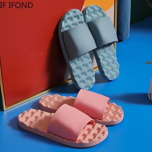 IF IFOND Summer New Thick Platform Anti-Slip Slippers Summer Soft Sole Beach Slide Sandals Women Men Couple Bathroom Shoes Home
