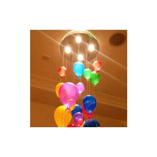 Fashion Modern Led Children Bedroom Colorful Balloon Pendant Light Multicolour Glass Ball Dining Room Stair Droplight Lamp Drop