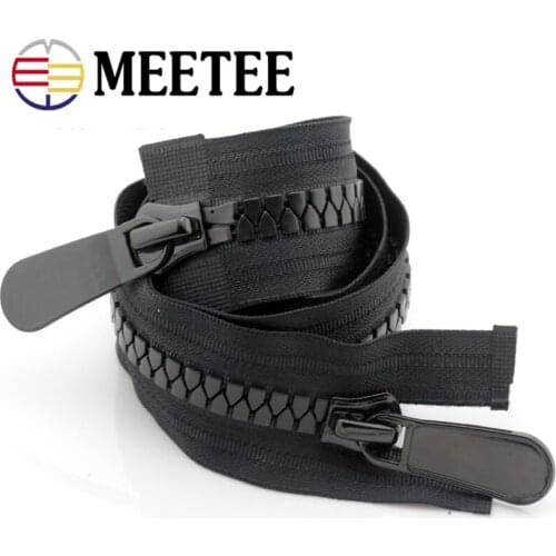 Meetee 8#15# Double-open Resin Zipper 20/70/80/90/100cm Long Zipps Down Jacket Coat Double Sliders for Sewing Garment Accessory