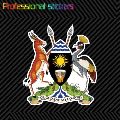 Ugandan Coat of Arms Sticker Decal Self Adhesive Vinyl Uganda Flag UGA UG Stickers for Cars, Bicycles, Laptops, Motos