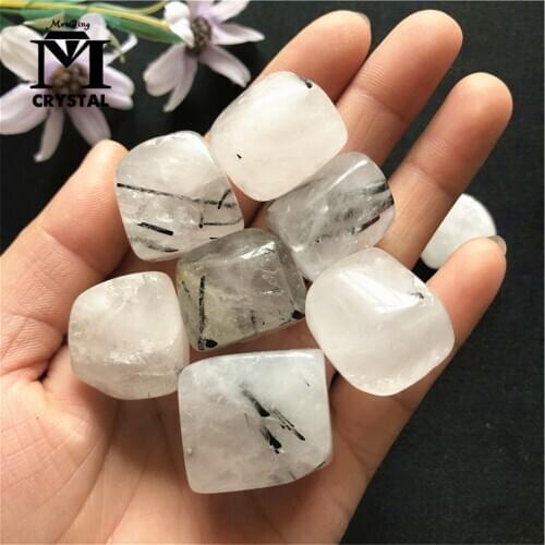 50g Natural Black Hair Quartz Rutilated Crystal gravel Cube rough stone mineral specimen home decoration