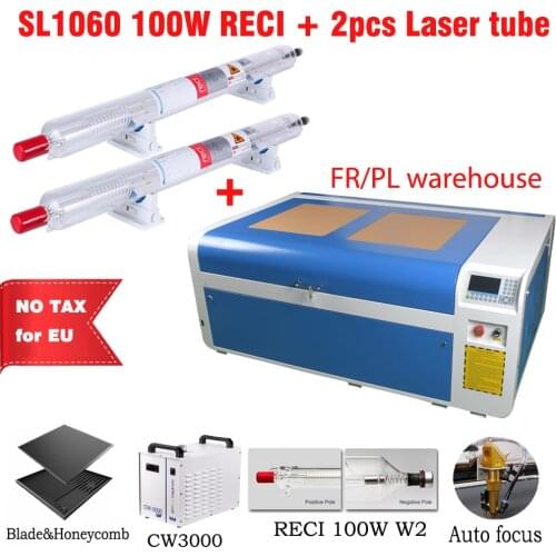 No Tax to EU Reci 100W Laser Cutting Engraving Machine Ruida DSP 1000*600 Laser machine CW3000 Chiller Rotation Axis