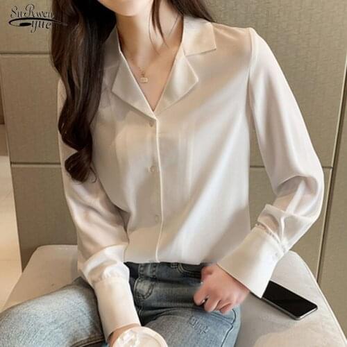 New Womens Shirt Plus Size Loose Long Sleeve Shirts Classic Chiffon Blouse Female Lady Simple Style Tops Clothes Blusas 10550