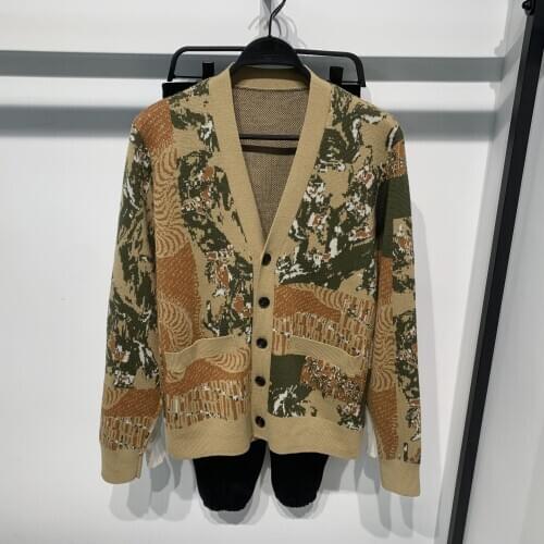 New 2021 men Luxury Warm winter classic Camouflage Camo Casual Sweaters Cardigan Asian Plug Size High Drake pocket #054