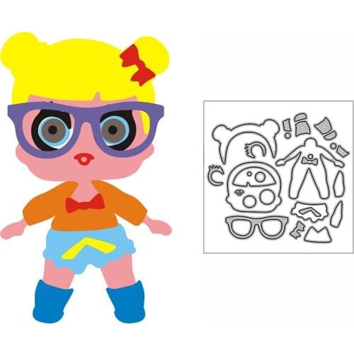 New Cool Girl Child Glasses Craft Embossing Mold 2021 Metal Cutting Dies for DIY Decor Scrapbooking Album Card Making No Stamps