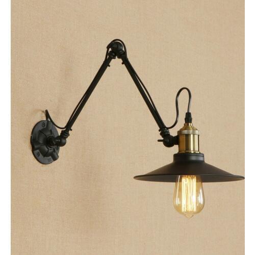 New Vintage industrial style loft creative minimalist long arm wall lamp adjustable Handle Metal Rustic Light Sconce Fixtures