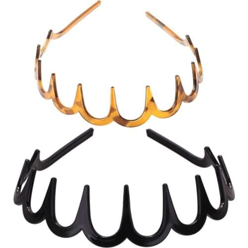 Women Girls Zig-Zag Shark Long Tooth Headband Plastic Resin Non-Slip Wave Comb Hair Hoop Headwear DIY Headpiece
