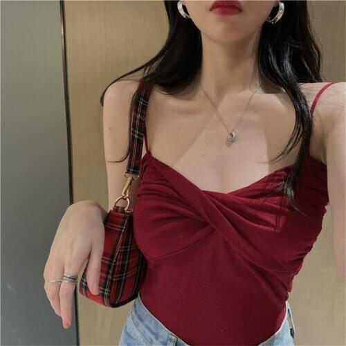 Cross-knit slim fit inside and outside wear sweet and sexy ladies wrapped chest