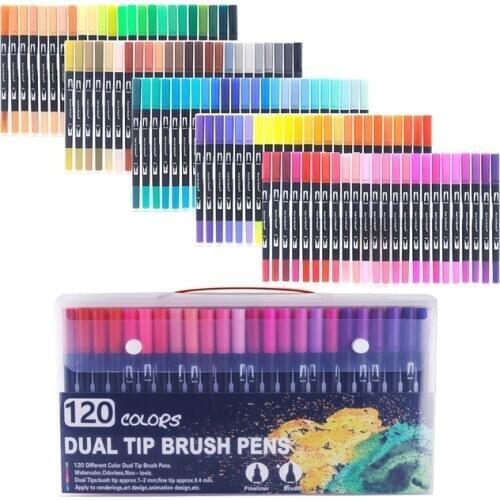 Professional Dual Tips Watercolor Brush Pen 48/60/72/100/120 Colors Art Markers Soft Brush Pen Sketch Manga Anime Drawing Marker