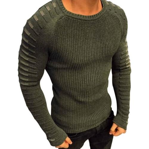 Long-sleeved plain knitted patchwork, the size is M-3XL mens casual sweater for fall/winter 2020