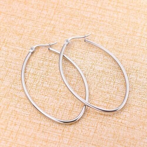 Fashion Women Oval Pendientes Color Color Gold Black Titanium Steel Moon U Shape Waterdrop Hoop Huggie Earrings Jewelry