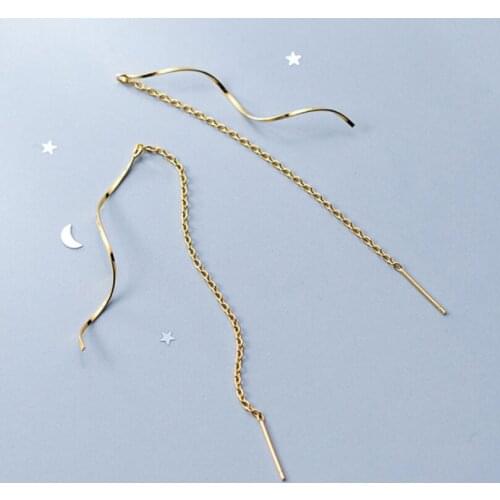 316L Stainless Steel Sweet Wave Tassel Drop Earrings For Women Fashion Fine Jewelry Party Gifts SAE659