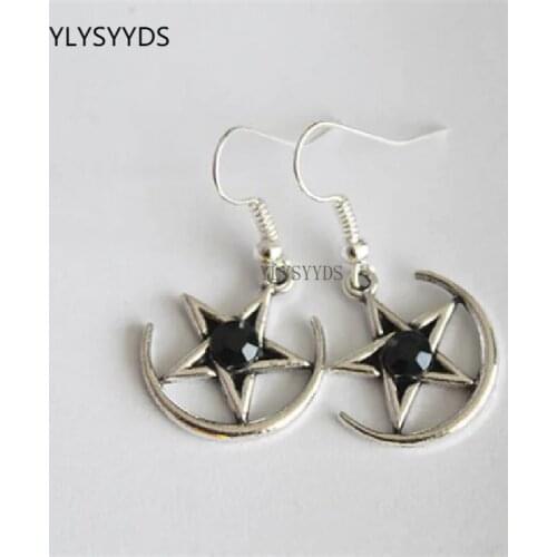 Pentagram Moon Earrings Witchy Goddess Pagan Druid Witchcraft Supplies Fashion Classical Handmade Halloween Jewellery Women Gift