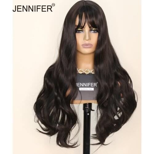 Synthetic Wigs for Women Long Wavy Wig with bangs Grey/Black color 2 Cosplay Party Daily High Temperature Fiber Full Mechanism