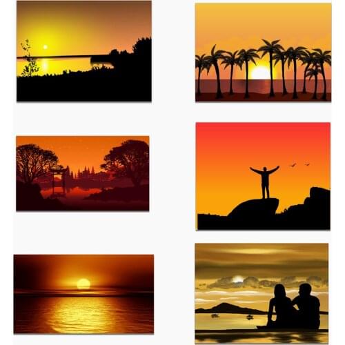 Nordic Romantic Sunset Dusk Beach Landscape Poster Canvas Print Painting Wall Art Living Room Home Decoration