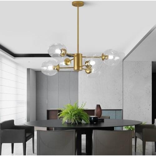 Modern LED Chandelier Lighting E27 Glass Living Room Bedroom Luxury Glass Ball Chandeliers Home Decor Indoor Lighting Fixtures