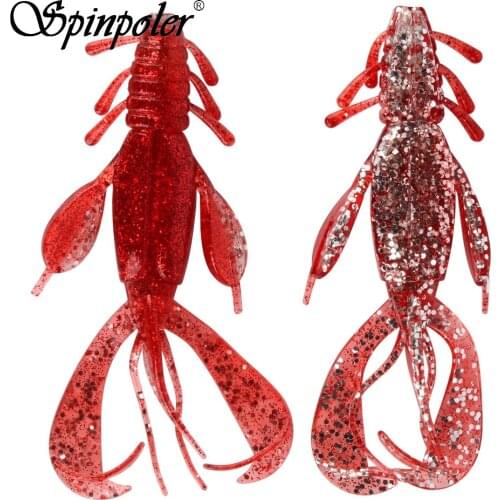 Spinpoler 10.3cm 10.4g Soft Plastic Fishing Lure Craw Bait For Fishing Rigs, Weedless, Jig Head (Silicone, 8 Colors 5pcs/Pack)