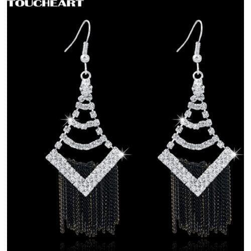 TOUCHEART Fashion Silver color tassel Drop dangle Earrings With Austrian Crystal Classic wedding earrings for women SER150121