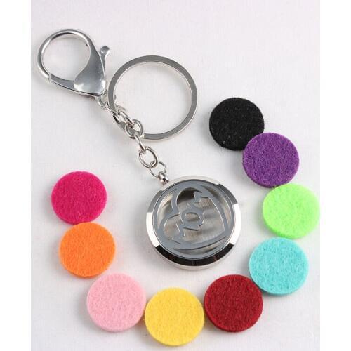 Screw MOM Stainless Steel Diffuser Locket Keychains Keyrings Aromatherapy Essential Oils Diffuser Locket Keychain 10PCS