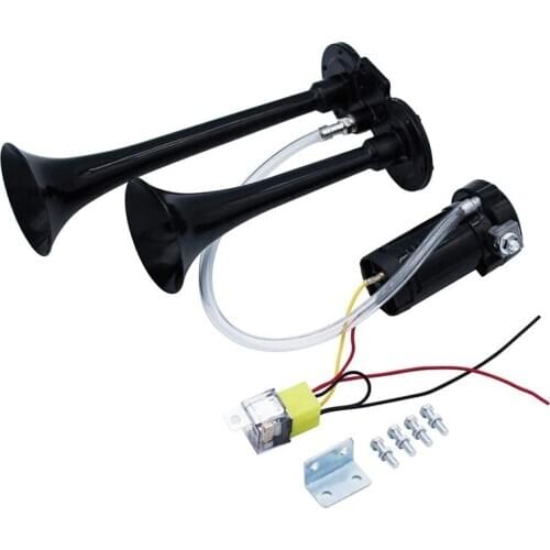 Air Car Truck Black Horn for Any 12V Vehicles Trucks Lorries Trains Boats Cars