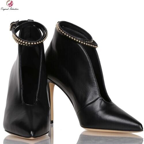 Womens High Heels Ankle Boots Sexy Fashion Pointed Toe String Bead Ankle Wrap Stiletto Party Shoes Ladies Boots Plus Size 34-45