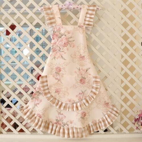 Flower aprons for woman with pocket multi-use polyester cleaning apron Commercial Hotel Home Bib delantal cocina kitchen apron