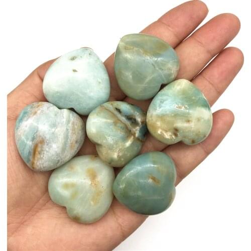 Beautiful 1PC Natural Amazonite Quartz Crystal Polished Heart Shaped Stones Specimen Home Decoration Natural Quartz Crystals