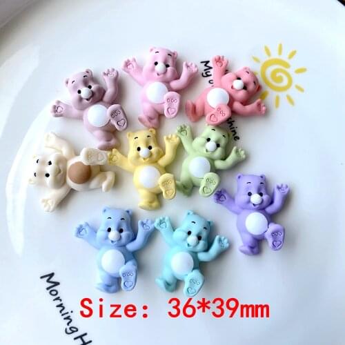 10pcs Cute Resin Dancing Bear Flatback Cabochon For DIY Embellishments Hair Bows Phone Accessories Craft Scrapbook Decoration
