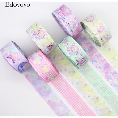 10 Yards 1'' 25MM Two Sided Lovely Dream Printed Grosgrain Ribbons For Hair Bows DIY Handmade Materials Y19112702