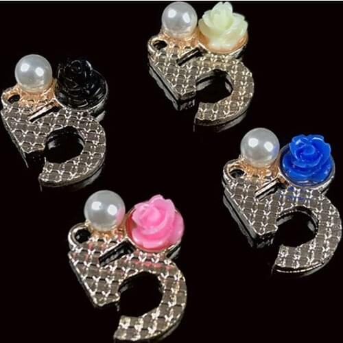 2016New 30Pcs Resin Rose and Alloy Number "5" Pearl Buttons/Buckleor DIY Pendant for DIY Hair accessories ZJ64