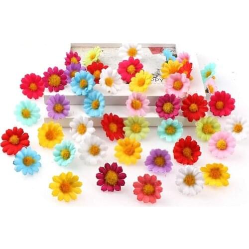 100pc/lot 4m Mini Daisy Decorative Flower Artificial Silk Flowers Party Wedding Decoration Home Decor(without Stem) Cheaper
