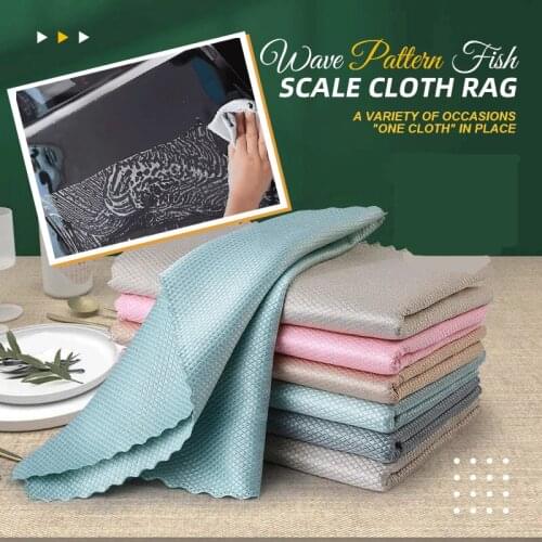2pcs Kitchen Anti-Grease Wiping Rags Efficient Fish Scale Wipe Cloth Cleaning Cloth Home Washing Dish Cleaning Towel Dropship